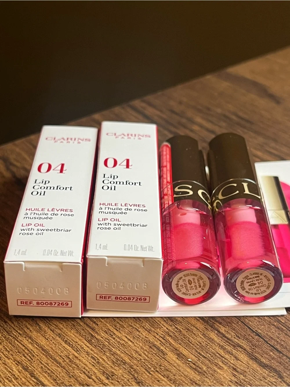 TWO Clarins Mini Lip Comfort Oil Shade 04 Pink - Pitaya